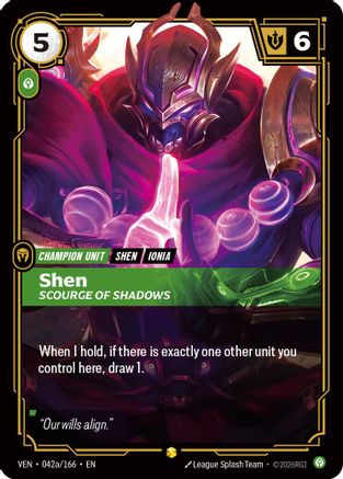 Shen, Scourge of Shadows (Alternate Art) (042a/166) [Vendetta] Foil Riftbound Singles Riot Games