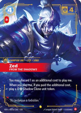 Zed, From the Shadows (Alternate Art) (023a/166) [Vendetta] Foil Riftbound Singles Riot Games