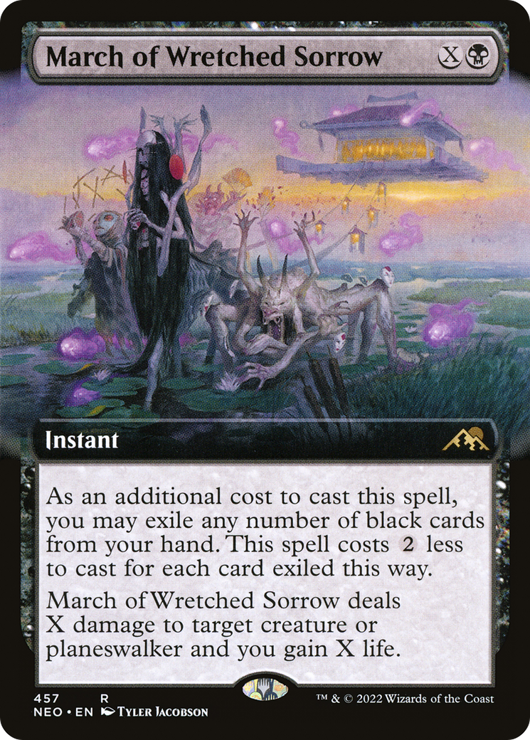 March of Wretched Sorrow (NEO-457) [Kamigawa: Neon Dynasty] (Extended Art) MTG Single Wizards of the Coast