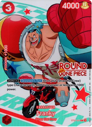 Franky (Round 1 Promo) (ST21-011) [One Piece Promotion Cards] Foil One Piece Single Bandai