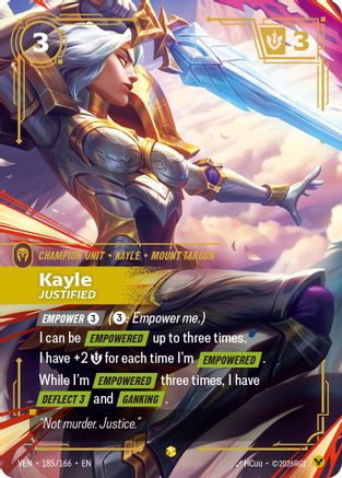 Kayle, Justified (Overnumbered) (185/166) [Vendetta] Foil Riftbound Singles Riot Games