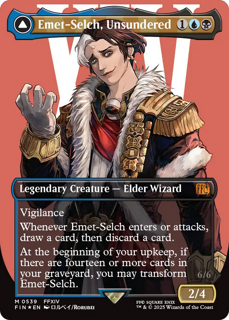 Emet-Selch, Unsundered (Surge Foil) (FIN-539) [FINAL FANTASY] (Borderless) Foil MTG Single Wizards of the Coast