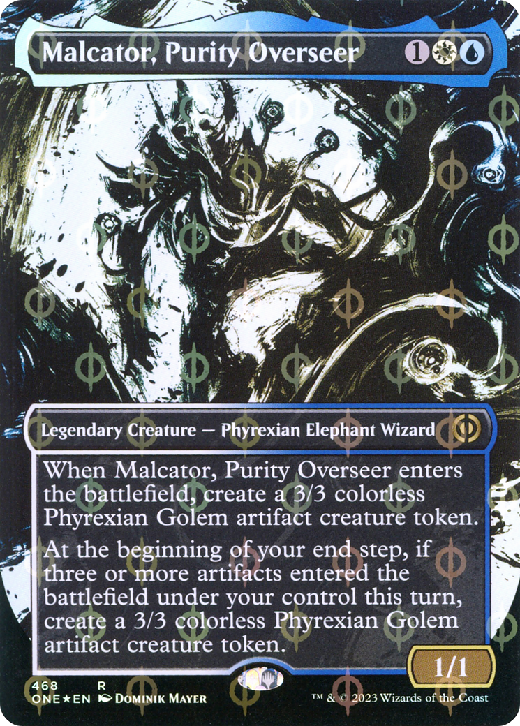 Malcator, Purity Overseer (Step-and-Compleat Foil) (ONE-468) [Phyrexia: All Will Be One] (Showcase) (Borderless) Foil MTG Single Wizards of the Coast
