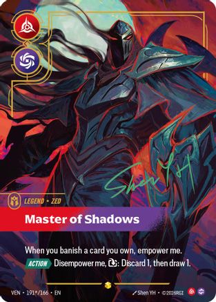Zed - Master of Shadows (Signature) (191*/166) [Vendetta] Foil Riftbound Singles Riot Games
