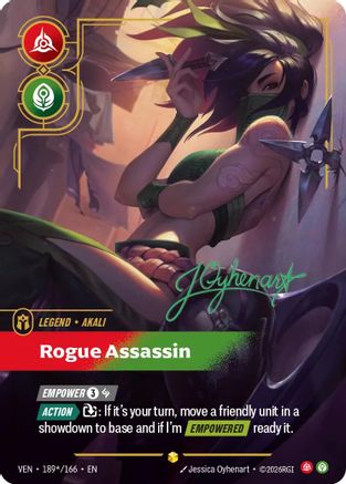 Akali - Rogue Assassin (Signature) (189*/166) [Vendetta] Foil Riftbound Singles Riot Games