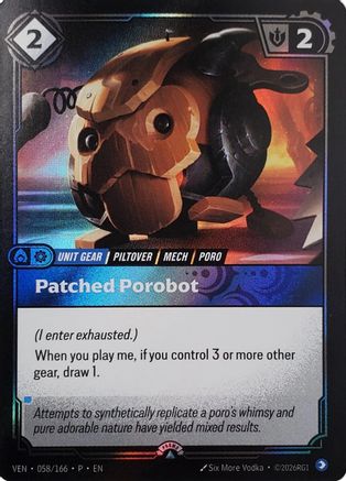 Patched Porobot (058/166) [Riftbound Organized Play Promotional Cards] Foil Riftbound Singles Riot Games