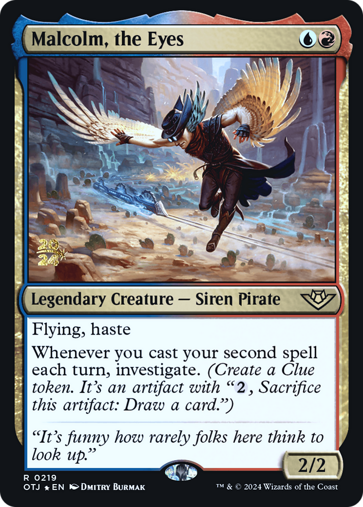 Malcolm, the Eyes (PRE-219) [Outlaws of Thunder Junction Promos] Foil MTG Single Wizards of the Coast