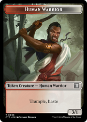Human Warrior // Plot Double-Sided Token [Outlaws of Thunder Junction: Breaking News Tokens] MTG Single Magic: The Gathering   