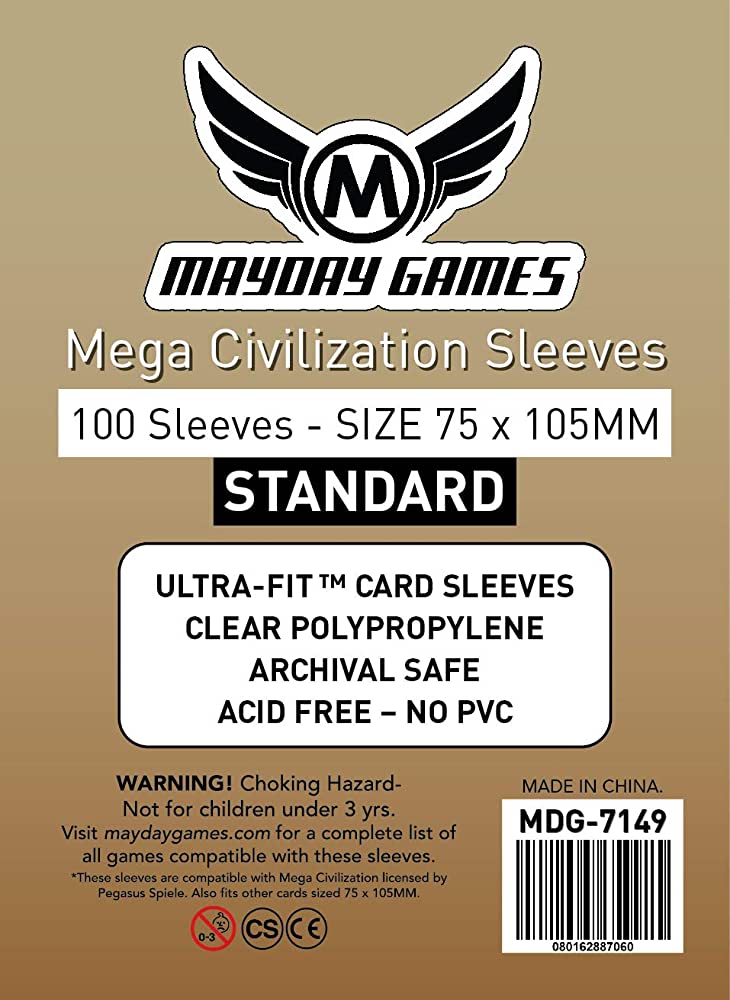 Mayday: Mega Civilization Sleeves 75mm X 105mm 100Ct Card Sleeves Mayday Games