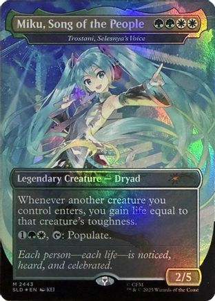 Miku, Song of the People - Trostani, Selesnya's Voice (Display Commander) - Thick Stock (SLD-2443) [Secret Lair Drop Series] Foil MTG Single Wizards of the Coast