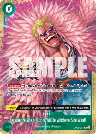 Because the Side of Justice Will Be Whichever Side Wins!! (CS 26-27 Celebration Pack) (OP05-037) [One Piece Promotion Cards] Foil One Piece Single Bandai