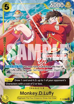 Monkey.D.Luffy (CS 26-27 Celebration Pack) (P-106) [One Piece Promotion Cards] Foil One Piece Single Bandai