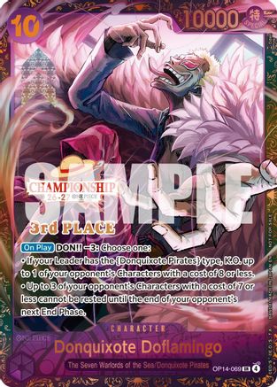 Donquixote Doflamingo (CS 26-27 3rd Place Trophy Card) (OP14-069) [One Piece Promotion Cards] Foil One Piece Single Bandai