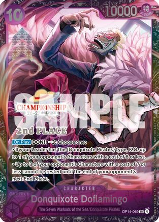 Donquixote Doflamingo (CS 26-27 2nd Place Trophy Card) (OP14-069) [One Piece Promotion Cards] Foil One Piece Single Bandai