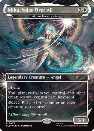 Miku, Voice Over All - Shalai, Voice of Plenty (SLD-2433) [Secret Lair Drop Series] Foil MTG Single Wizards of the Coast