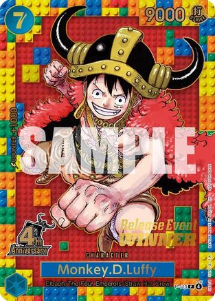 Monkey.D.Luffy (4th Anniversary) (Winner) (P-110)  [One Piece Promotion Cards] Foil