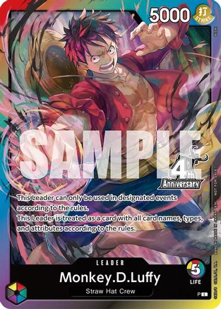Monkey.D.Luffy (4th Anniversary Leader Card) [One Piece Promotion Cards] One Piece Single Bandai