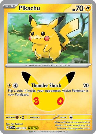 Pikachu 23/128 Holofoil [ME: 30th Celebration] Pokemon Single Pokémon
