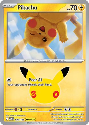 Pikachu 26/128 Holofoil [ME: 30th Celebration] Pokemon Single Pokémon