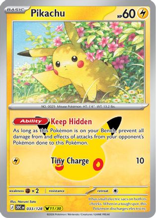 Pikachu 33/128 Holofoil [ME: 30th Celebration] Pokemon Single Pokémon