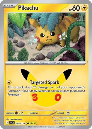 Pikachu 38/128 Holofoil [ME: 30th Celebration] Pokemon Single Pokémon