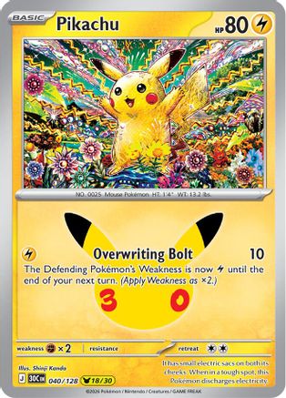 Pikachu 40/128 Holofoil [ME: 30th Celebration] Pokemon Single Pokémon