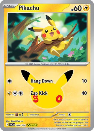 Pikachu 41/128 Holofoil [ME: 30th Celebration] Pokemon Single Pokémon
