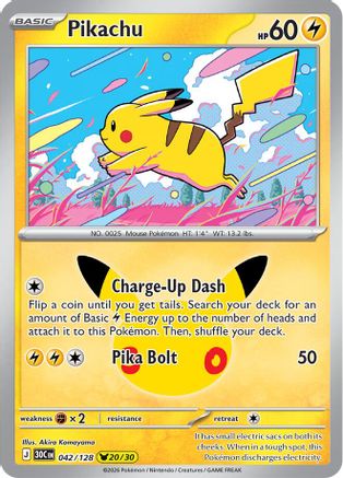 Pikachu 42/128 Holofoil [ME: 30th Celebration] Pokemon Single Pokémon