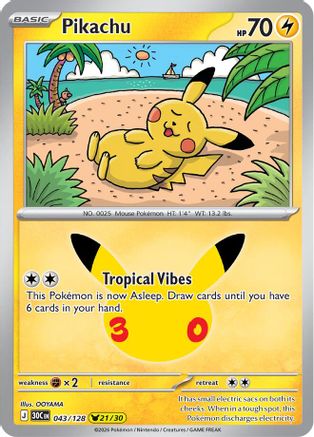 Pikachu 43/128 Holofoil [ME: 30th Celebration] Pokemon Single Pokémon