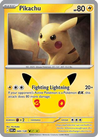 Pikachu 49/128 Holofoil [ME: 30th Celebration] Pokemon Single Pokémon
