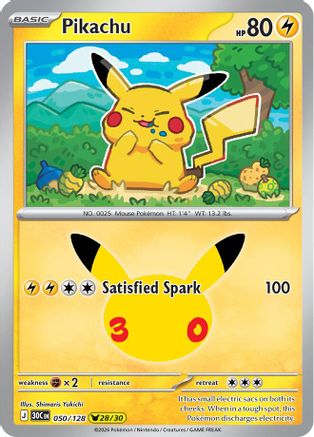 Pikachu 50/128 Holofoil [ME: 30th Celebration] Pokemon Single Pokémon
