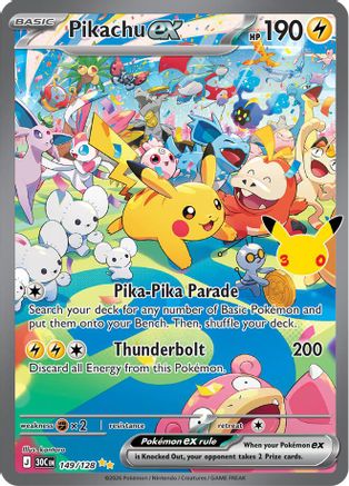 Pikachu ex 149/128 Holofoil [ME: 30th Celebration] Pokemon Single Pokémon