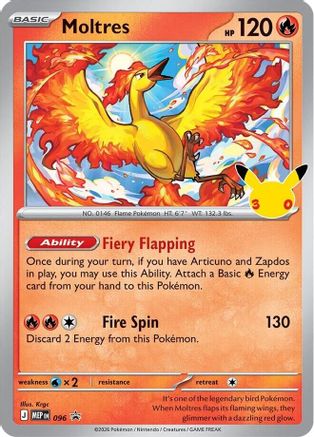 Moltres (30th Celebration) 96 Holofoil [ME: Mega Evolution Promo] Pokemon Single Pokémon