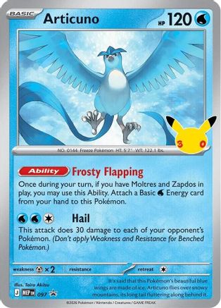 Articuno (30th Celebration) 97 Holofoil [ME: Mega Evolution Promo]