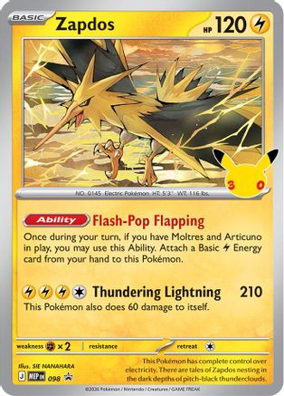 Zapdos (30th Celebration) 98 Holofoil [ME: Mega Evolution Promo]
