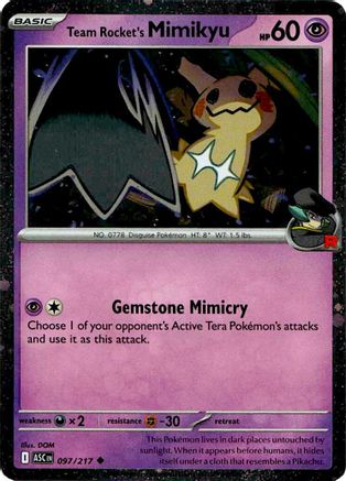 Team Rocket's Mimikyu (Cosmos Holo) 97/217 Holofoil [Misc: Blister Exclusives] Pokemon Single Pokémon