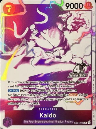 Kaido (4th Anniversary Treasure Campaign Pack) (EB04-030) [One Piece Promotion Cards] Foil One Piece Single Bandai
