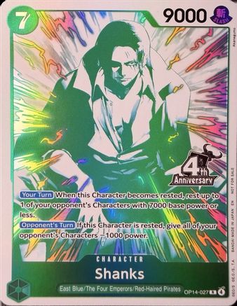 Shanks (4th Anniversary Treasure Campaign Pack) (OP14-027) [One Piece Promotion Cards] Foil One Piece Single Bandai