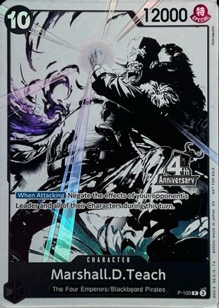 Marshall.D.Teach (4th Anniversary Treasure Campaign Pack) (P-100) [One Piece Promotion Cards] Foil One Piece Single Bandai