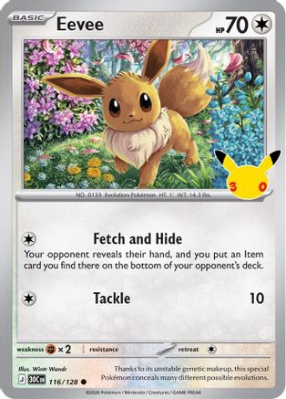 Eevee 116/128 Holofoil [ME: 30th Celebration] Pokemon Single Pokémon