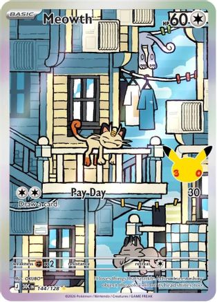Meowth 144/128 Holofoil [ME: 30th Celebration] Pokemon Single Pokémon