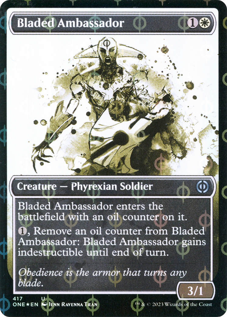 Bladed Ambassador (Step-and-Compleat Foil) (ONE-417) [Phyrexia: All Will Be One] (Showcase) Foil MTG Single Wizards of the Coast