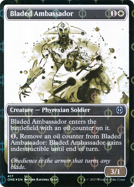 Bladed Ambassador (Step-and-Compleat Foil) (ONE-417) [Phyrexia: All Will Be One] (Showcase) Foil MTG Single Wizards of the Coast