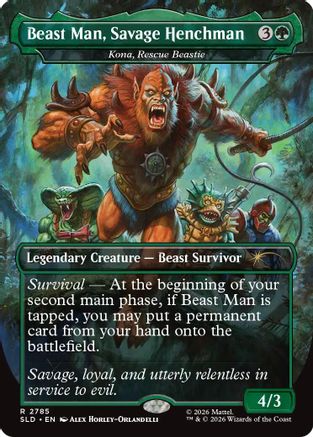 Beast Man, Savage Henchman - Kona, Rescue Beastie (SLD-2785) [Secret Lair Drop Series] Foil MTG Single Wizards of the Coast