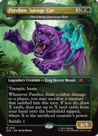 Panthor, Savage Cat - The Gitrog, Ravenous Ride (SLD-2791) [Secret Lair Drop Series] Foil MTG Single Wizards of the Coast