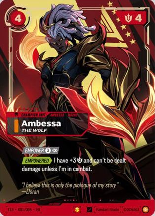 Ambessa, The Wolf (T1 Worlds Champion Signature Edition Bundle) (T1S 001/005) [Riftbound Promotional Cards] Foil Riftbound Singles Riot Games
