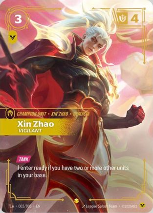 Xin Zhao, Vigilant (T1 Worlds Champion Player Bundle) (T1A 002/005) [Riftbound Promotional Cards] Foil Riftbound Singles Riot Games