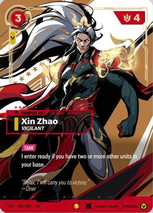 Xin Zhao, Vigilant (T1 Worlds Champion Signature Edition Bundle) (T1S 002/005) [Riftbound Promotional Cards] Foil Riftbound Singles Riot Games