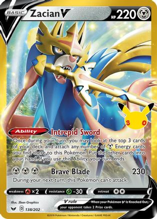 Zacian V 138 Holofoil [ME: 30th Celebration Classic Collection] Pokemon Single Pokémon