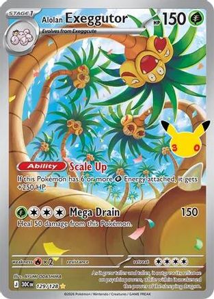 Alolan Exeggutor 129/128 Holofoil [ME: 30th Celebration] Pokemon Single Pokémon